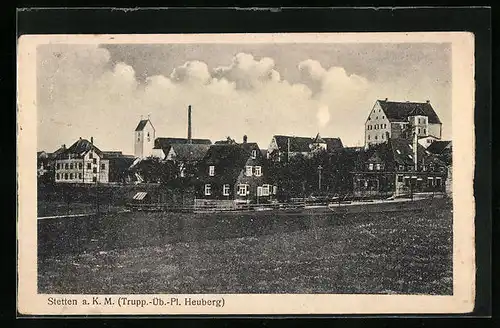 AK Stetten a. k. M., Ortspartie vom Feld aus