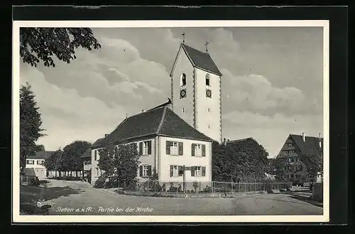 AK Stetten a. k. M., Strassenpartie bei der Kirche
