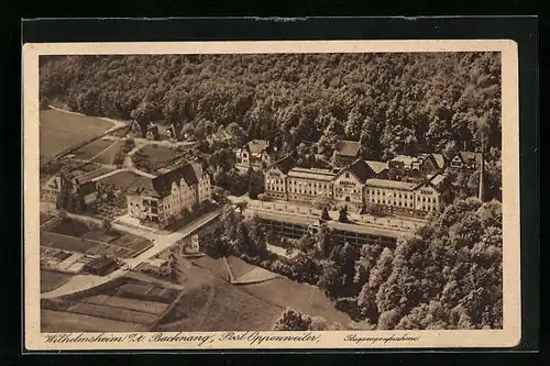 AK Wilhelmsheim bei Backnang, Fliegeraufnahme der Post Oppenweiler