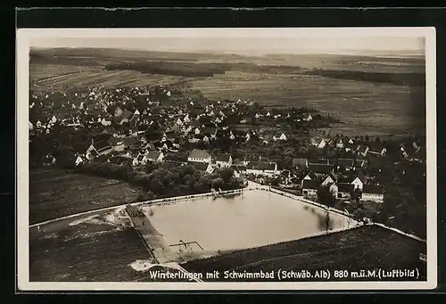 AK Winterlingen /Schwäb. Alb, Ortsansicht mit Schwimmbad aus der Vogelschau