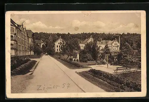 AK Wilhelmsheim, Strassenpartie mit Grünanlagen