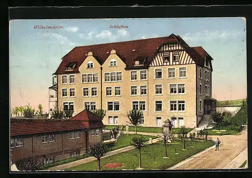 AK Wilhelmsheim, Strassenpartie am Hotel Schlafbau