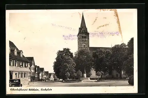 AK Welzheim, Strassenpartie am Kirchplatz