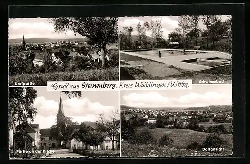 AK Steinenberg /Wttbg., Dorfpartie, Schwimmbad, Ortsansicht