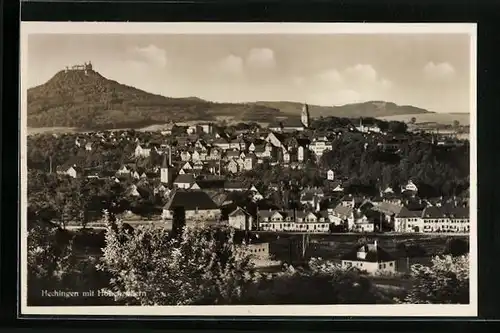 AK Hechingen, Ortsansicht mit Hohenzollern