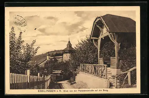 AK Esslingen, Blick von der Panoramastrasse auf die Burg