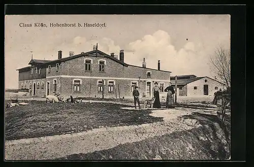 AK Hohenhorst b. Haseldorf, Gasthaus von Claus Kölln mit Schweinen