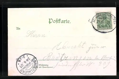 Lithographie Ottenhöfen, Gasthof Pflug, Ruine Allerheiligen, Wasserfall