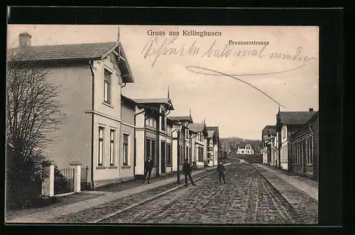 AK Kellinghusen, Preusserstrasse mit Anwohnern
