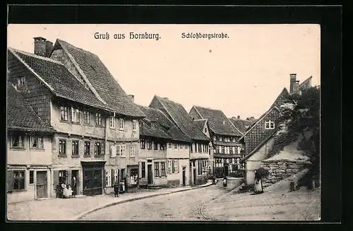 AK Hornburg, Schlossbergstrasse mit Anwohnern