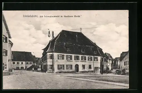 AK Dinkelsbühl, Am Schweinemarkt mit Gasthaus Hecht
