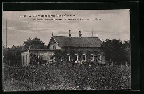 AK Mark Ottendorf, Gasthaus Waldschänke mit Pferdewagen