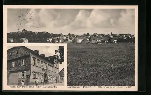 AK Bogel b. St. Goarshausen a. Rh., Hotel zur Post, Teilansicht