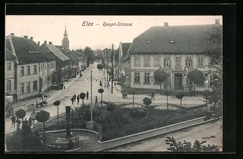 AK Elze, Hotel Deutsches Haus und Geschäfte an der Haupt-Strasse