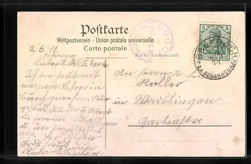 Lithographie Buoch, Gasthof zur Krone mit Aussenbereich