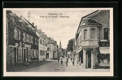 AK Offenburg i. B., Langestrasse in der Altstadt