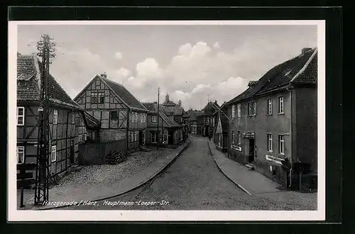 AK Harzgerode, Blick in die Hauptmann-Loeper-Strasse