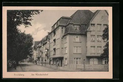 AK Rendsburg, Strassenpartie am Kleinbahnhof