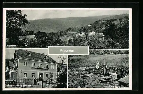 AK Ramschied, Gasthof Presber, Waldpartie, Am Sauerbrunnen