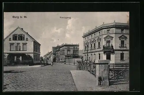 AK Burg b. M., Strassenpartie am Kreuzgang