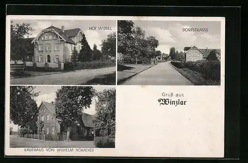 AK Winzlar, Hof Widdel, Dorfstrasse, Kaufhaus von Wilhelm Homeyer