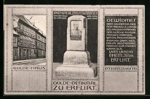 AK Erfurt, Golde-Denkmal und Golde-Haus