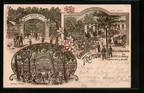 Lithographie Berlin-Treptow, Gasthaus Kaiser Wilhelm Garten
