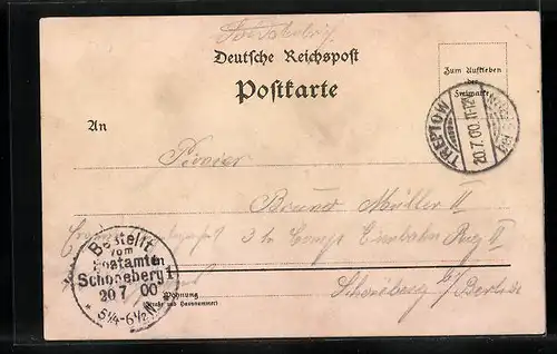 Lithographie Berlin-Treptow, Gasthaus Kaiser Wilhelm Garten