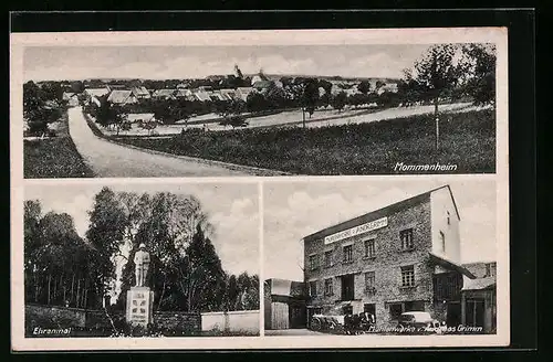 AK Mommenheim, Mühlenwerke v. Andreas Grimm, Ehrenmal, Panorama