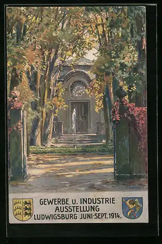 AK Ludwigsburg, Gewerbe u. Industrie Ausstellung 1914, Parkpartie