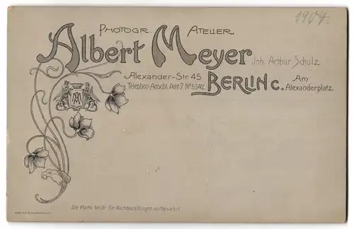 Fotografie Albert Meyer, Berlin, Alexander-Strasse 45, Geschwisterpaar vor einem Bilderbuch