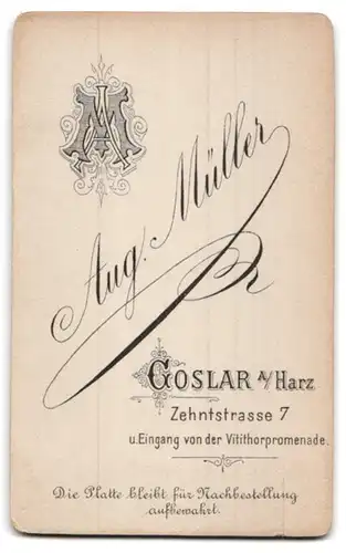 Fotografie August Müller, Goslar, Zehntstrasse 7, Mann mittleren Alters mit Brille und Moustache