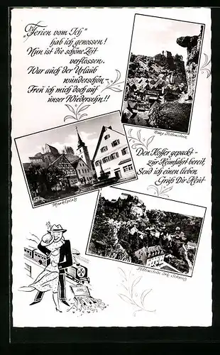 AK Pottenstein /Fränk. Schweiz, Marktplatz und Burg