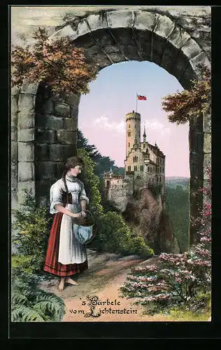 Künstler-AK Lichtenstein /Sachsen, Bärbele vom Lichtenstein