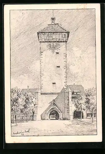 Künstler-AK Reutlingen, Tübinger Tor