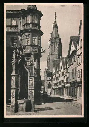 AK Reutlingen, Strassenpartie an der Wilhelmstrasse