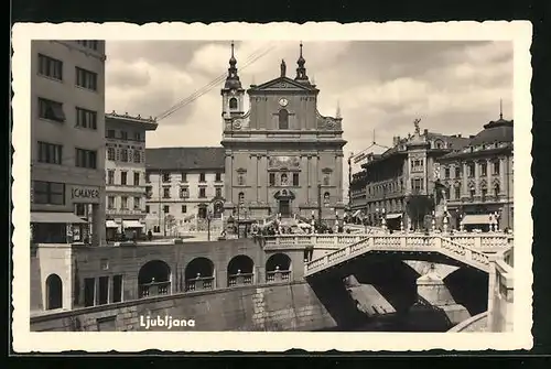 AK Ljubljana, Ortspartie mit Brücke