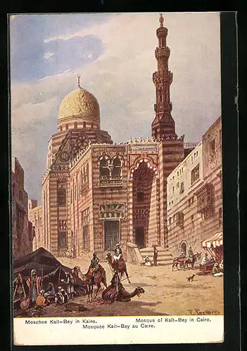 Künstler-AK Kairo, Moschee Kait-Bey