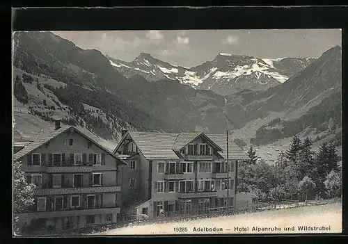 AK Adelboden, Hotel Alpenruhe und Wildstrubel