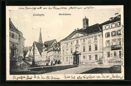 AK Esslingen, Marktplatz mit Brunnen