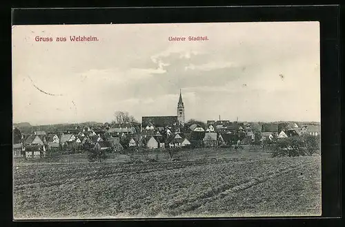 AK Welzheim, Unterer Stadtteil mit Kirche