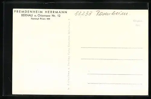 AK Bernau /Chiemsee, Fremdenheim Herrmann