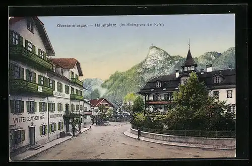 AK Oberammergau, Hauptplatz gegen Kofel