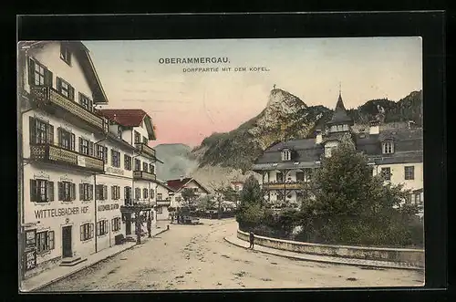 AK Oberammergau, Dorfpartie mit dem Kofel