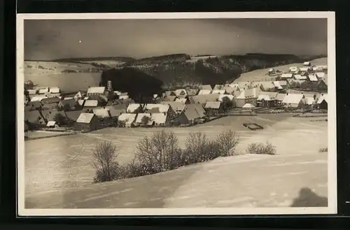 AK Messstetten, Gasthof zur Schwane im tiefen Schnee