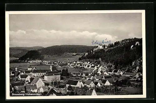 AK Strassberg /Hohenzollern, Blick über die Ortschaft