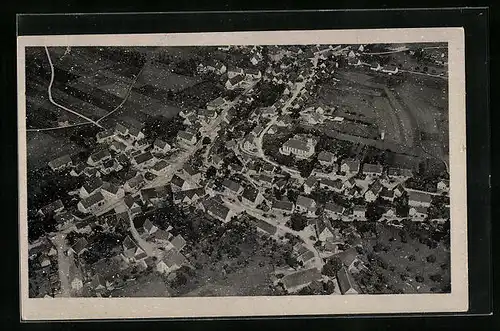 AK Schwenningen auf dem Heuberg, Fliegeraufnahme des Ortes