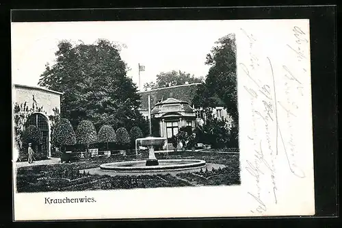 AK Krauchenwies, Springbrunnen in Gartenanlage