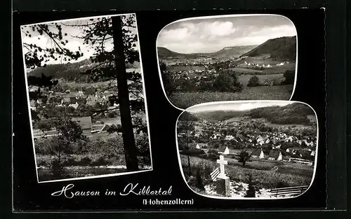 AK Hausen /Killertal, Ortsansicht und Bänke mit Kreuz