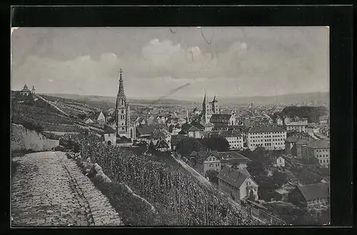 AK Esslingen, Ortsansicht aus der Vogelschau